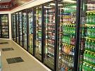 5 Glass Door Walk-In Cooler Complete w/ New 2 Horsepower Refrigeration, Black Frames, Lights, Entry Door, and 5 Shelves per door